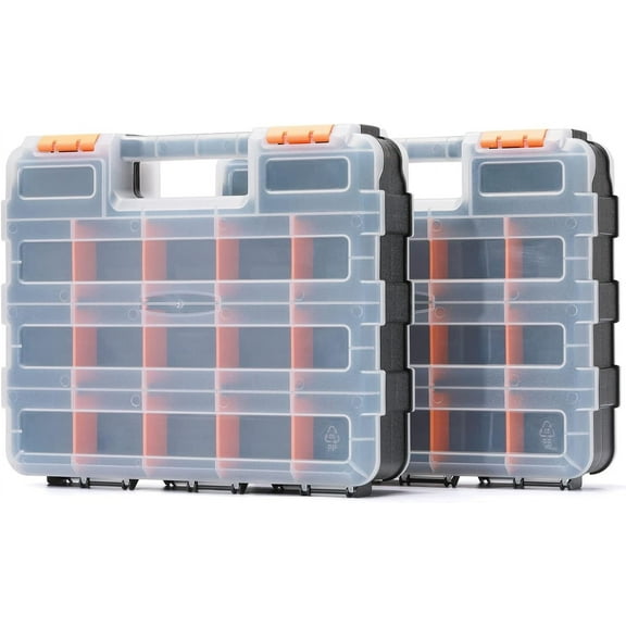 Double Side Tools Organizer, Customizable Removable Plastic Dividers, Hardware Box Storage, Small Parts Organizer