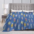 thumbnail image 4 of DouZhe Ultra-Soft Micro Fleece Lightweight Flannel Bed Blanket, Blue Sea Fish Print Cozy Warm Throw Blankets, 50"x40", 4 of 7