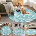 thumbnail image 6 of Vintage Round Living Room Rugs 3.3 ft, Green Ocean Waves Line Illustration Washable Area Rug with Non-Slip Sturdy Edge Binding Round Front Door Mat Floor Carpet for Entryway, 6 of 9