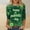 A1694 Green, variant on St. Patrick's Day Shirt for Women Glitter Clover Graphic T-Shirt 3/4 Sleeve Crewneck Festival Apparel Shamrock Print Sparkle Irish Holiday Tops