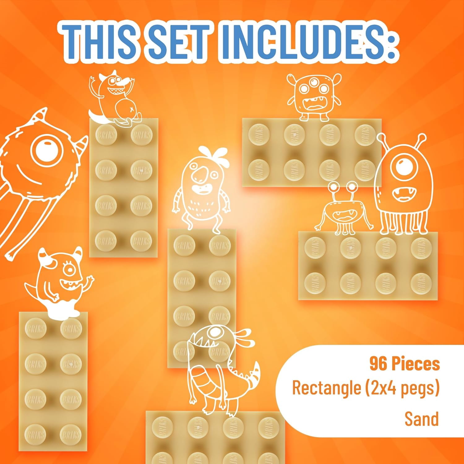 Classic Bricks Starter Kit, Sand, 96 Pieces, 2x4 Studs, Building Creative Play Set for Ages 3 and Up, 100% Compatible with All Major Brick Brands