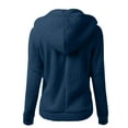 thumbnail image 3 of Bigersell Womens Fleece Zip up Jacket with Hood Soft Lightweight Long Sleeve Hooded Sweatshirts Full Zipper Hoodies Jackets Winter Warm Sweater Coat Outwear Y4 Dark Blue S, 3 of 3