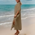 thumbnail image 6 of Haivin Woman's Solid Color Bamboo Cotton Sun Shirt with Turn-Down Collar, Lightweight Sun Protective Beach Cover-Up for Bikini and Daily Wear, 6 of 9