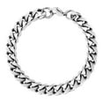 thumbnail image 2 of Hermah 3/5/7/9/11mm Silver Stainless Steel Curb Cuban Chain Bracelet for Men, 2 of 4