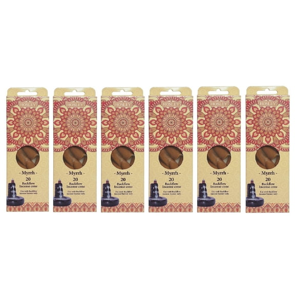 Hosley 120 Pack of Backflow Fragrance Incense Cones - Myrrh- Infused with Essential Oils. Ideal Gift for Wedding, Events, Aromatherapy, Spa, Reiki, Meditation, Bathroom Setting