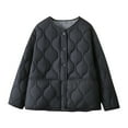 thumbnail image 3 of Winter Fashion Coat Long Sleeve Warm Quilted Floral Soild Color Puffer With Pockets Black Parkas coat XL-4XL, 3 of 9