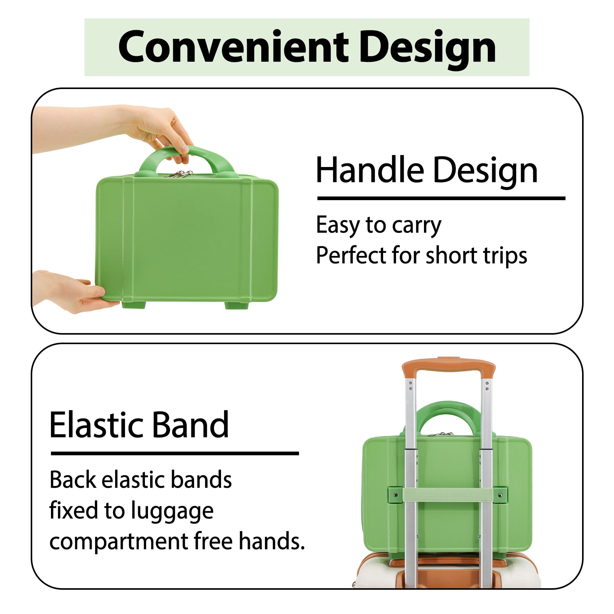 AzulHome 14" Green Carry-On Luggage - Lightweight & Durable ABS Hardshell, Compact Suitcase for Easy Travel