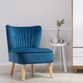 thumbnail image 5 of GVN Modern Armless Velvet Accent Chair with Wood Legs-Blue, 5 of 10