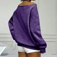 thumbnail image 4 of Mohiass Women Off the Shoulder Sweatshirt Oversized Plain Fleece Pullover Tops with Pocket Cute Y2k One Shoulder Shirts Purple 2XL, 4 of 7
