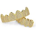 thumbnail image 3 of Parrillas de diamante para sus dientes para hombres y mujeres, chapadas en oro, con macro pavé de circonita cúbica, parrilla bucal con barras de moldeo adicionales incluidas, 3 of 5