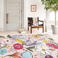 thumbnail image 4 of Jamfeel Floral Print Area Rug Ultra-Thin Indoor Carpet Low Pile Non Slip Washable Rugs for Living Room, Bedroom, 4'x6' Pink, 4 of 7