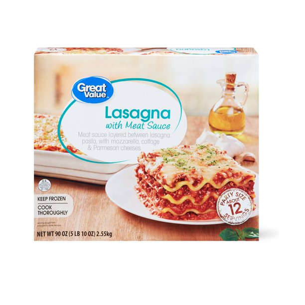 Great Value Frozen Lasagna with Meat Sauce, Party Size, 90 oz Walmart