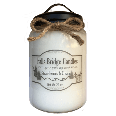 Strawberries & Cream Scented Jar Candle, Large 22-Ounce Soy Blend, Falls Bridge