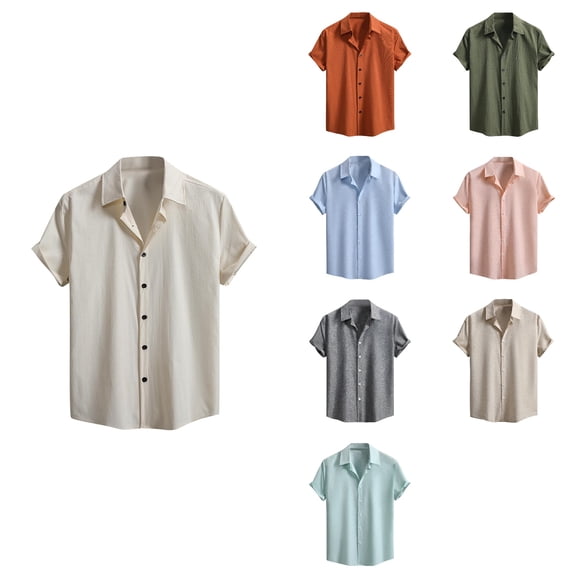 Antinious Men Short Sleeve Collared Summer Button Beach Lightweight Casual Tops