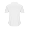thumbnail image 3 of JWZUY Men's Classic Solid Short Sleeve Stand Collar V-Neck Button Down Blouse Tops - Basic Summer Shirts White M, 3 of 5