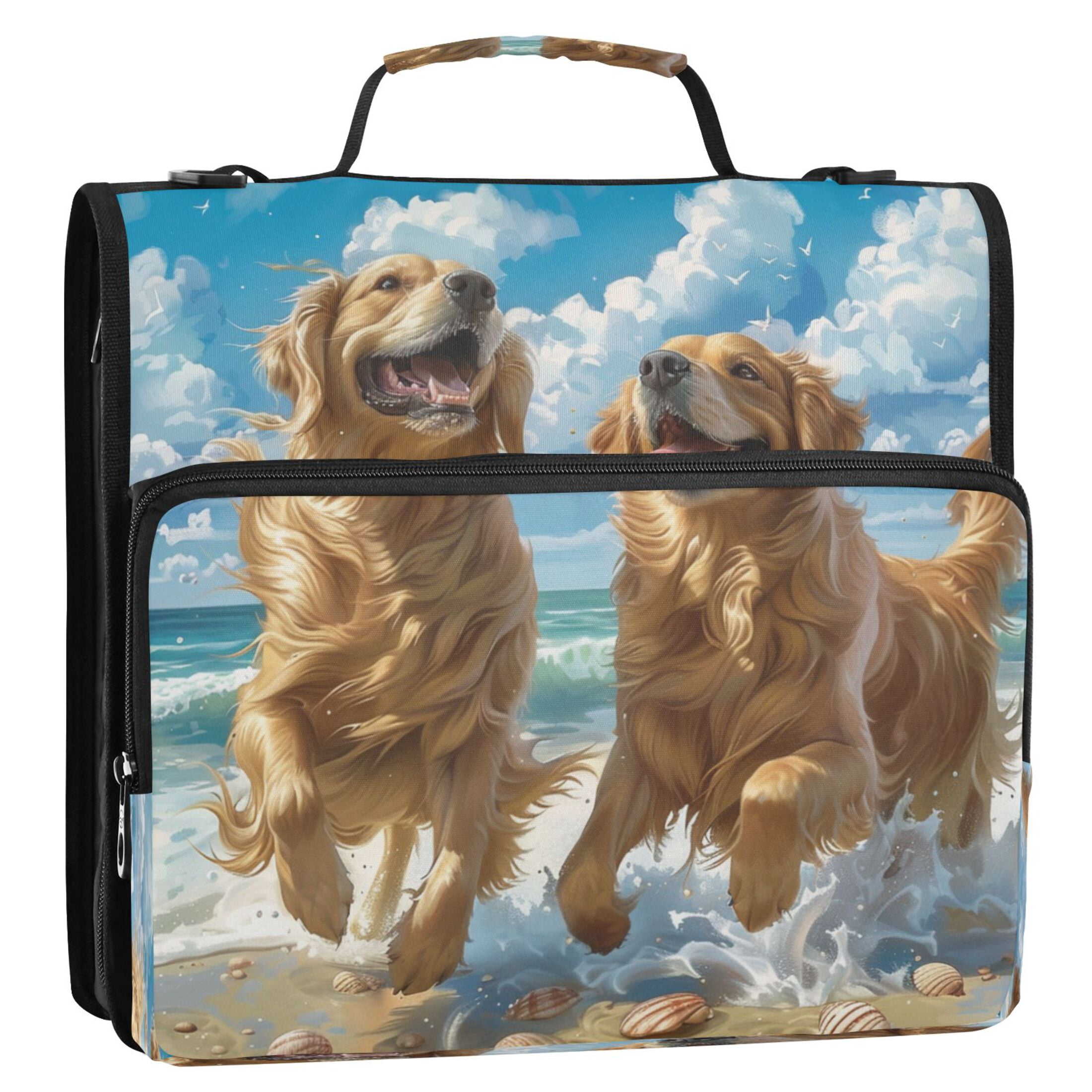 YAZAOO Zipper Binder trapper keeper Documents Organized Design Joyful Goldens by The Waves Printed