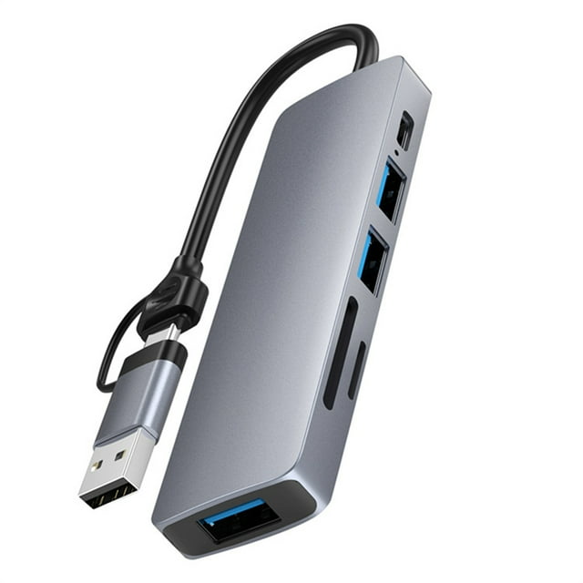 Matsuzay Estación de acoplamiento compacta 6 en 1 USB A/C Hub para portátiles, teléfonos móviles, tabletas, accesorio extensor, equipo convertidor de Relojes inteligentes