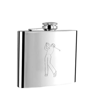 True Golfer’s Flask - Stainless Steel Flask and Gold Drinking Accessories -  Golf Flask and Golf Gift Sets for Men - 6oz Screw Top Set of 1