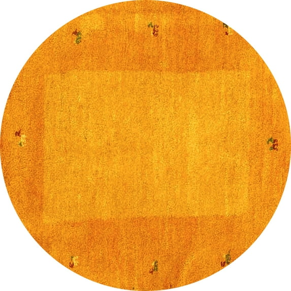 Ahgly Company Indoor Round Abstract Yellow Contemporary Area Rugs, 3' Round