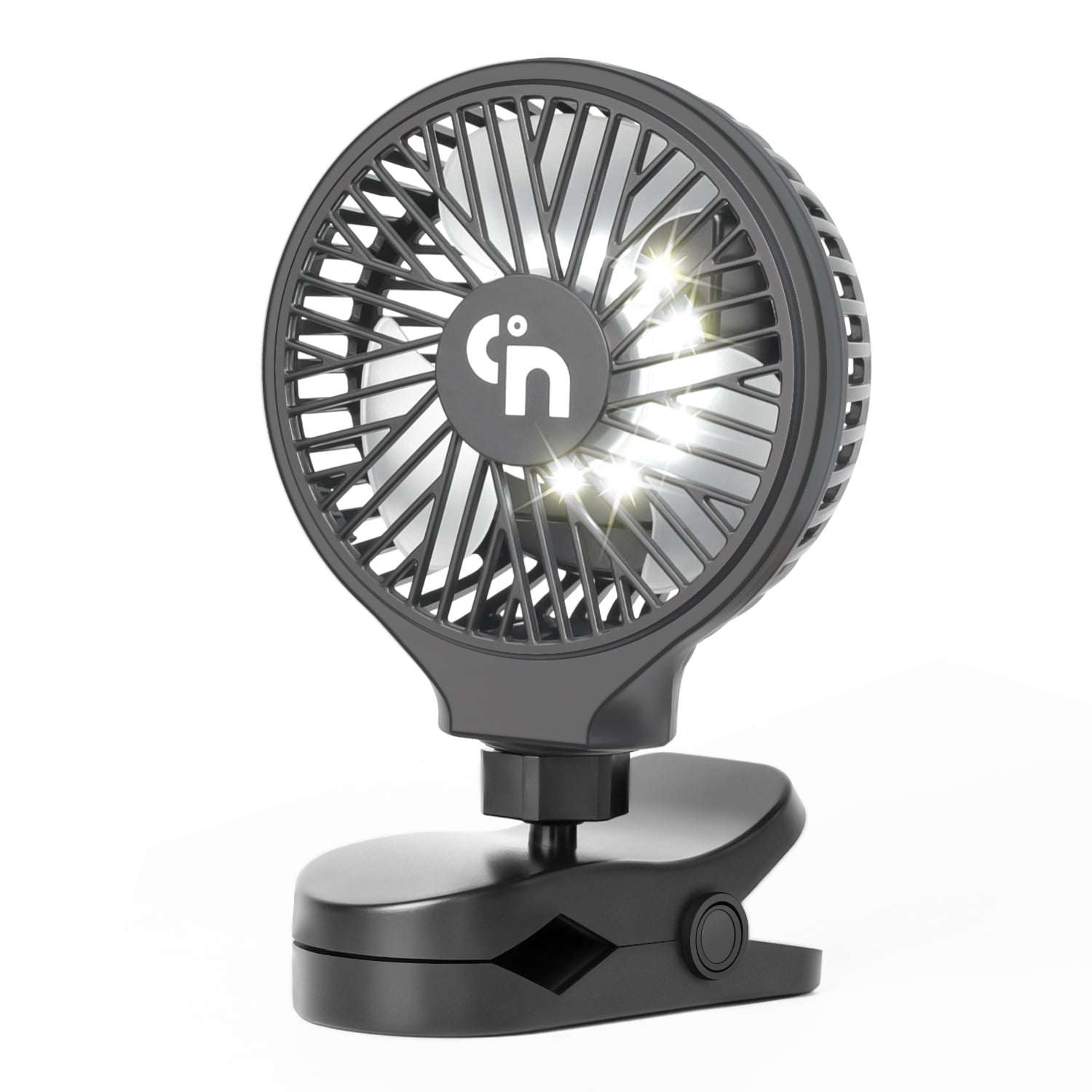 WiHoo Mini Handheld Stroller Fan with LED Lights,5200mAh Personal Portable Fan 360°Car Seat Baby Fan with Flexible Strap Fix on Stroller,USB or Battery Operated Desk Fan(T4-03)