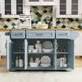 thumbnail image 3 of GOWE K&K 54inch Large Kitchen Island with Rubber Wood Drop Leaf, Embossed Textur [Fancy & Rustic Looks] Our rustic rolling kitchen island on wheels showcases a refined white paint and intricate deta, 3 of 3