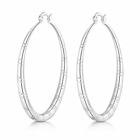 Women Fashion Hoop Earrings, Silver Plated Copper Ear Stud Earrings, Gift for Women, 1.58 Inch By PULMCheerger