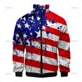 thumbnail image 3 of Chaqueta con solapa y cremallera con bandera de EE. UU. y estrellas y rayas estadounidenses 2024, abrigo informal diario de manga larga, ropa de calle, tops para hombre 4XL, 3 of 5