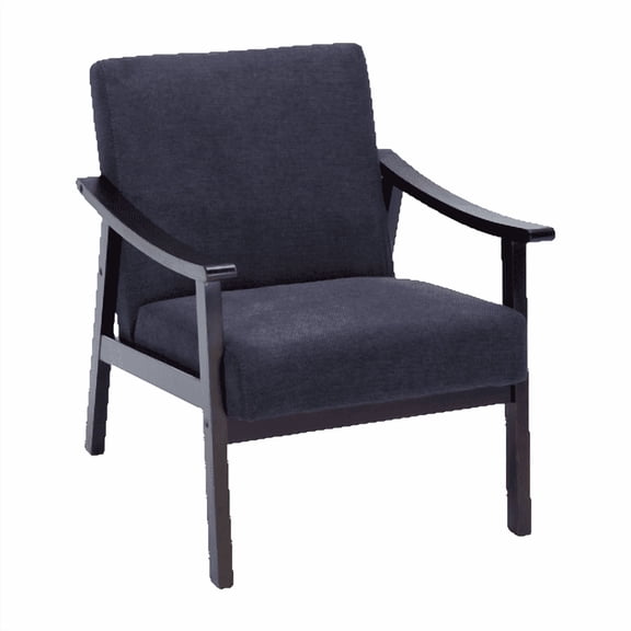Xukmct Upholstered Polyester Accent Chair with Wood Frame, Modern High Back Armchair for Living Room, Bedroom, Office, Black