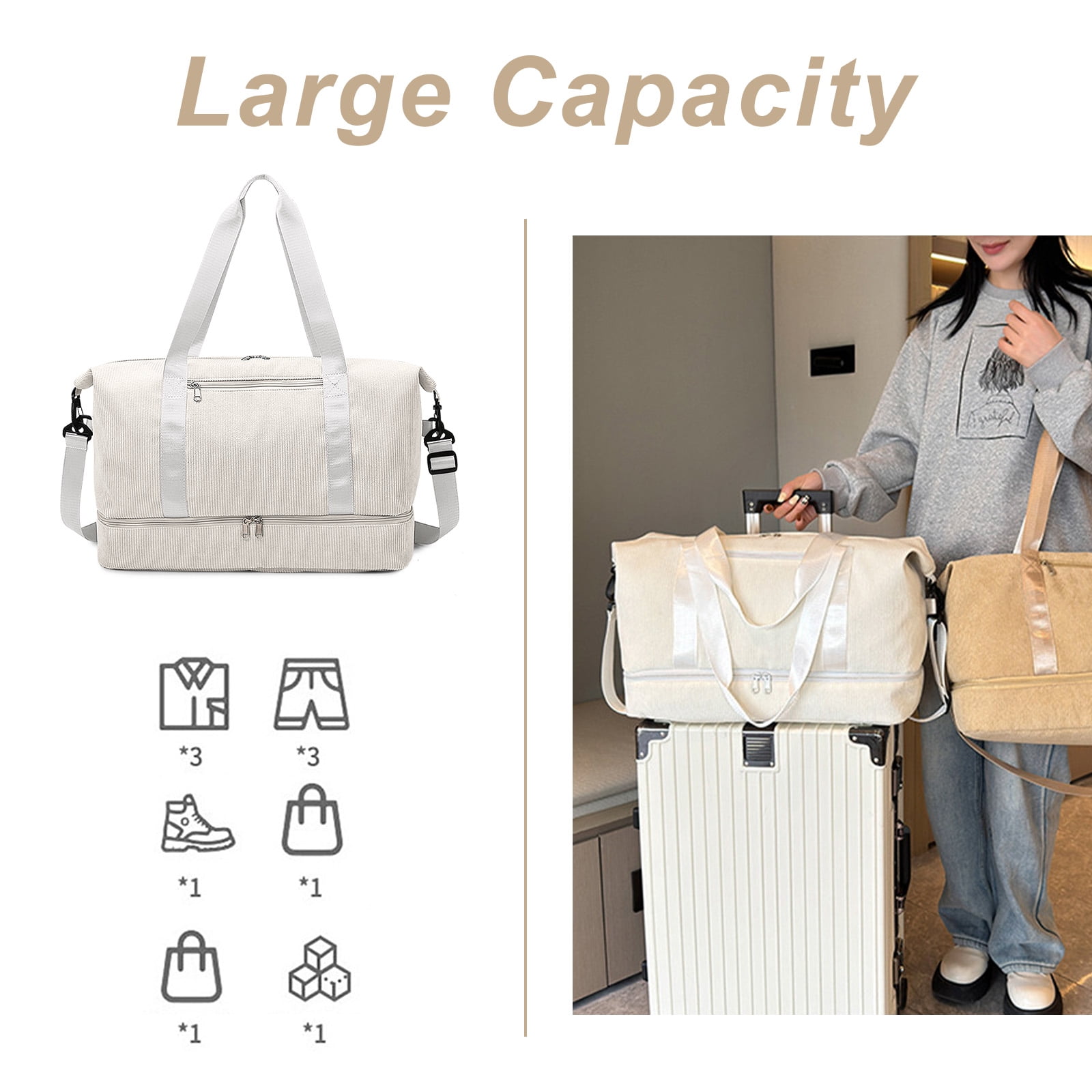 Gynky Travel Duffel Weekender Bags for Women Carry on Large Tote Sport Duffle Hospital Gym Bag for Labor and Delivery Overnight Luggage with Shoe Compartment Trolley Sleeve Wet Pocket