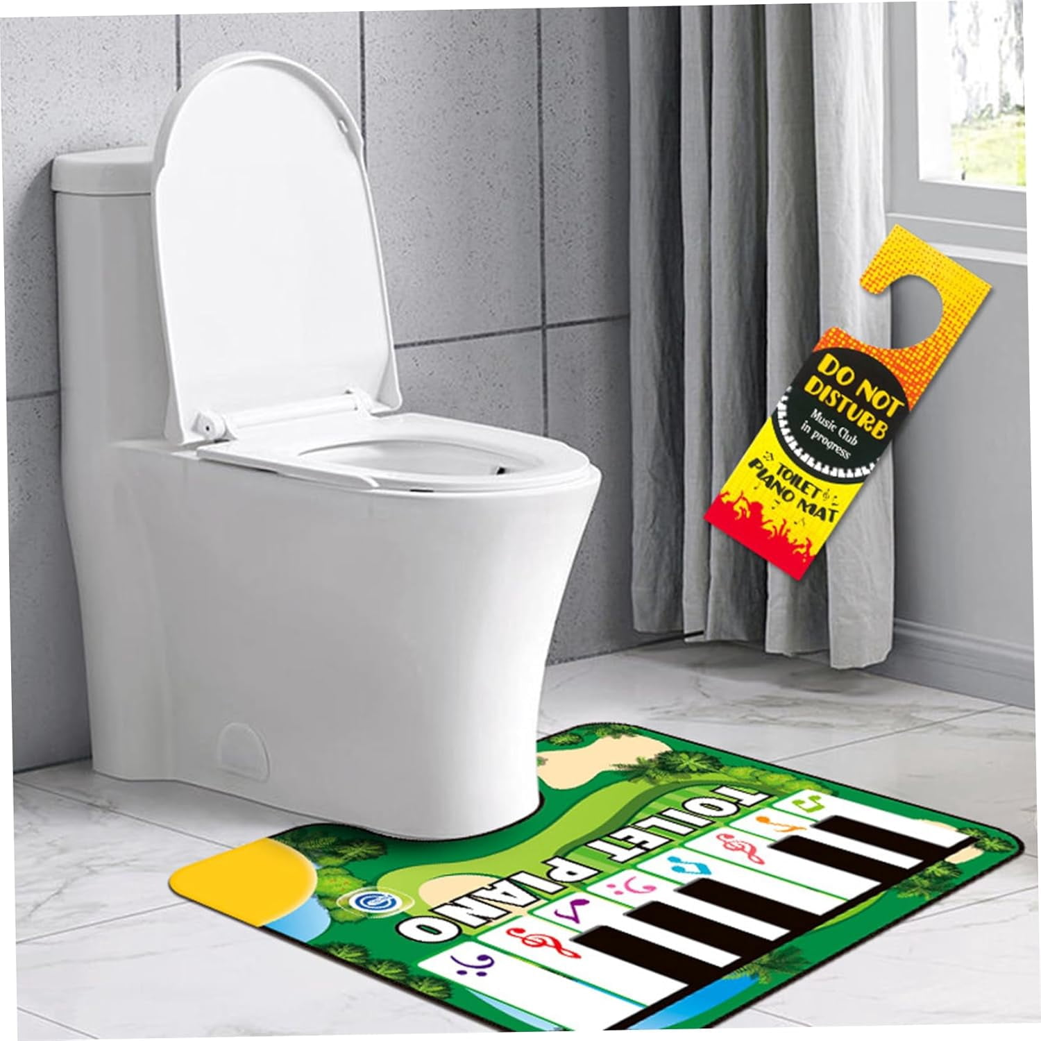 Funny Toilet Floor Piano Mat 24x19 Inch, 3 Modes Waterproof Musical Rug with Sound, Non Slip Bathroom Music Mat for Kids Toddlers, Interactive Play Mat for Home