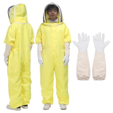 Uxcell Bee Suit for Men Women XL Beekeeping Suit with Glove and Veil Hood Yellow