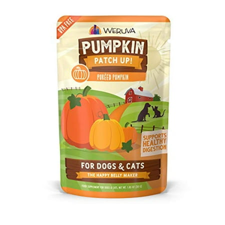 Weruva Pumpkin Patch Up!, Pumpkin Puree Pet Food Supplement for Dogs & Cats, 1.05oz Pouch (Pack of 12), Orange (0805)