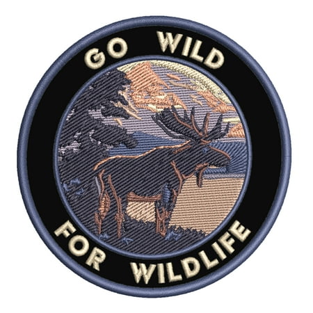 Go Wild For Wildlife! 3.5 Inch Iron Or Sew On Embroidered Fabric Badge Patch Seek Adventure, National Park Iconic Series