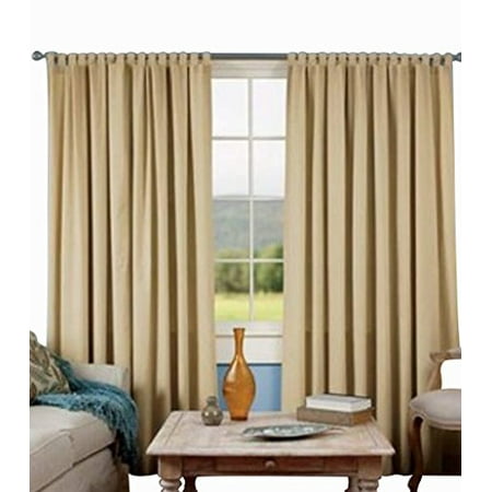 Solid Blackout Window Door Two Piece Panel Tab Top Curtains