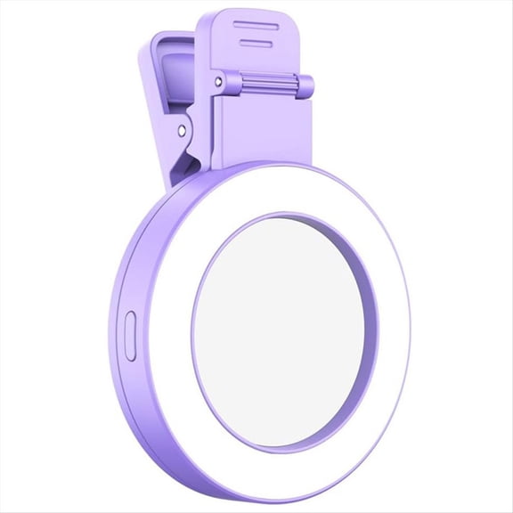 High Quality 3 Light Modes Selfie Light Clip 180° Rotatable Ring Light LED Phone Light Rechargeable Selfie Mirror ,1 * Selfie Light 1 * remote control,Purple