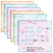 6-Pack Adhesive Blank Monthly Dry Erase Wall Calendar, 3 Colors, 13.75x12.8 in