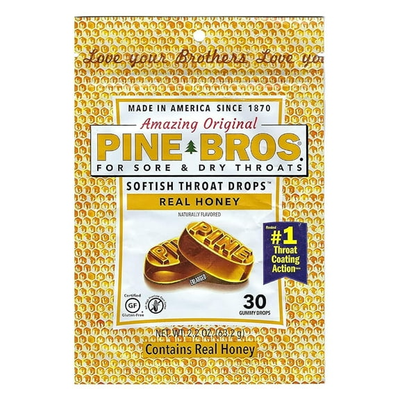 Pine Bros. Softish Throat Drops, Honey, 30 Count, Single Bag