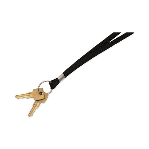 Deluxe Lanyards, Metal Ring Fastener, 36" Long, Black, 24/Box | Bundle of 2 Boxes