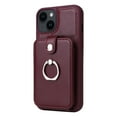 thumbnail image 3 of Jiahe Cover For iPhone 14 Pro Max Shockproof Wallet Case,Built-in 360° Rotation Ring Kickstand with Card Holder PU Leather Full Cover Protective Case,Winered, 3 of 9