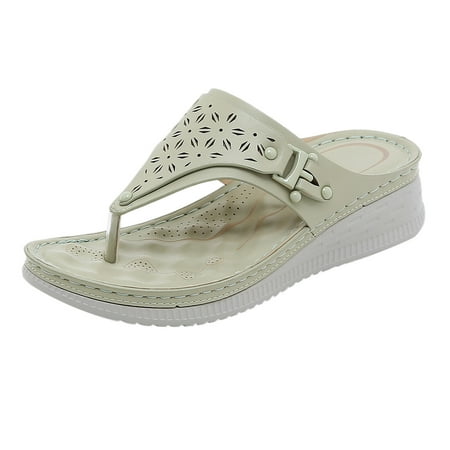 

Sandals Women Hollow Out Slipsole Flip Flop Sandal Pu Green 37