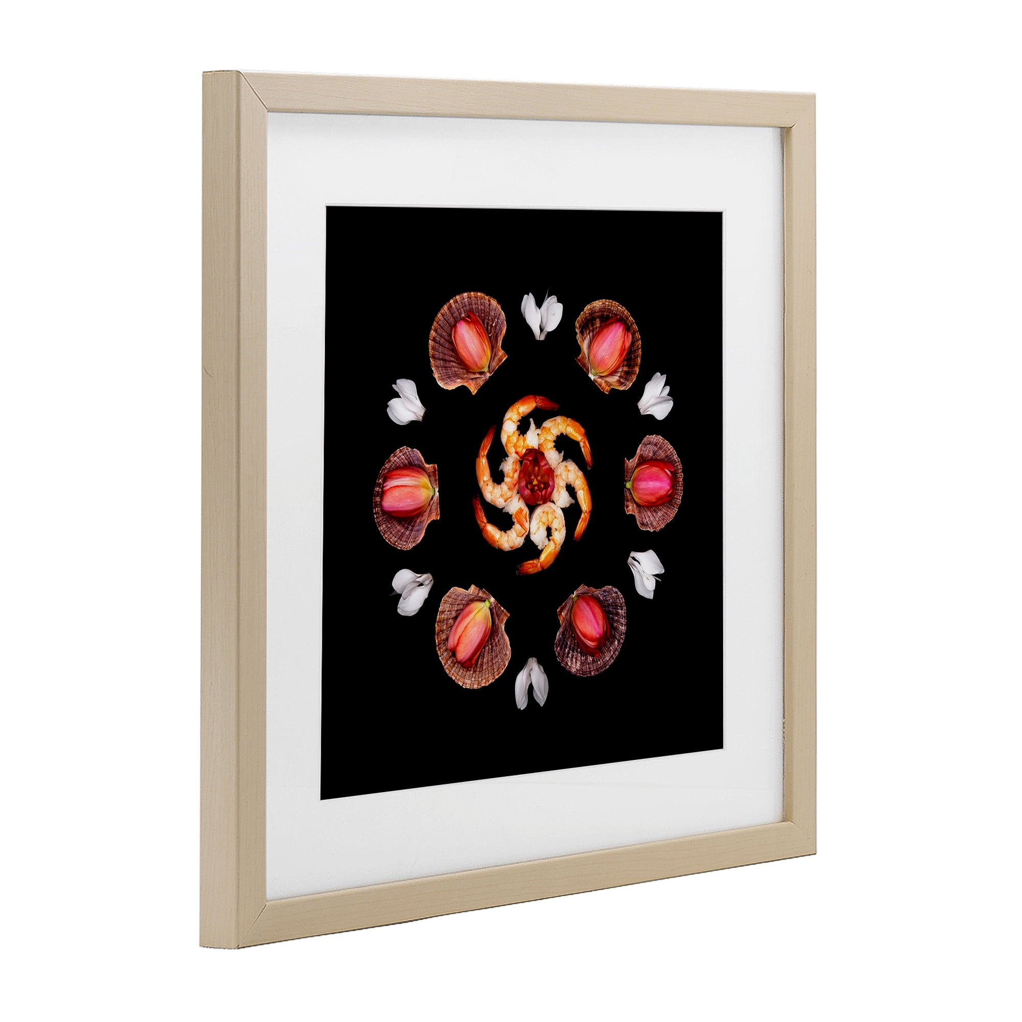 Stupell Industries Seashells & Tulips Symmetry Birch Framed Print Under Glass, design by Beth Adoette