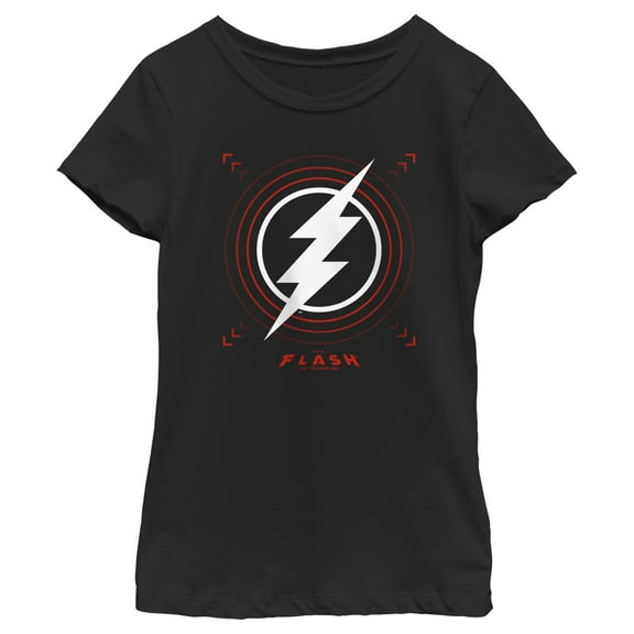 Girl's The Flash Large Lightning Bolt Stamp Graphic Tee Black Medium
