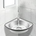 thumbnail image 4 of Single Triangle Wash Basin Corner Sink Small Bar Sink with Faucet Stainless Steel, 4 of 12