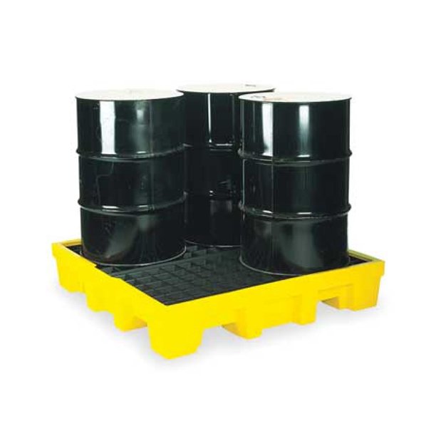 EAGLE 1645 Drum Spill Containment Pallet, 66 gal Spill Capacity, 4 Drum