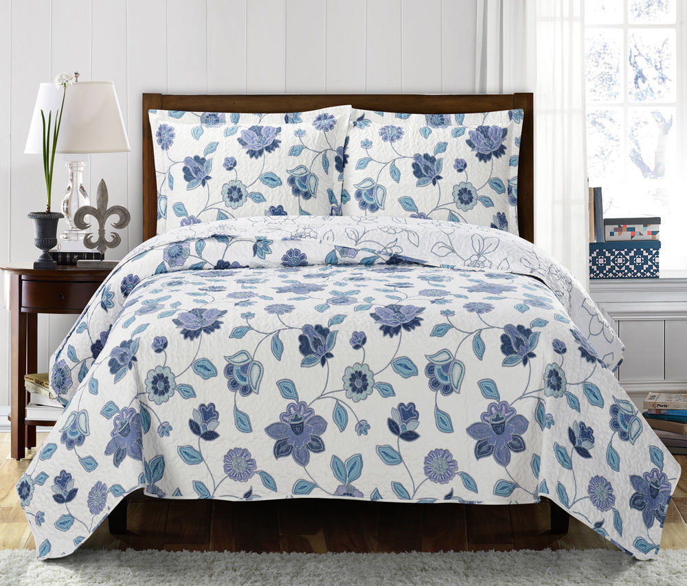 Delightful Bonnie Floral Printed Lightweight Oversize Quilt Sets 