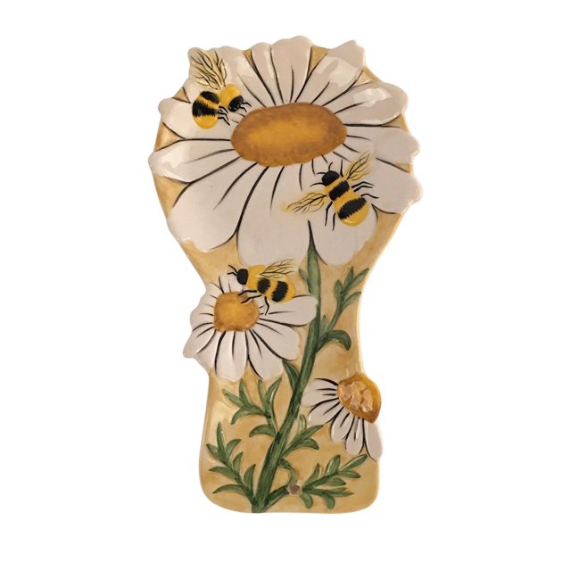 Blue Sky Clayworks Gran flor y bulliciosa abeja de miel Reposacucharas