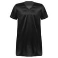 thumbnail image 4 of iiniim Men's Nightshirt Satin Nightwear Comfy V Neck Short Sleeve Soft Loose Pajama Sleep Shirt, 4 of 7