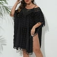 thumbnail image 2 of fatyb Plus Size Swimsuit Cover up for Women Short Sleeve Bikini Coverup See Through Beach Dress with Split, 2 of 7