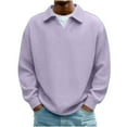 thumbnail image 2 of Donemore Men's Solid Color Long Sleeve Turn-Down Collar Knitted Pullover Sweater Breathable Casual Versatile, 2 of 8