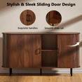 thumbnail image 5 of Waleaf 55" Sideboard Buffet Cabinet with Tambour Sliding Doors, Mid-Century Modern Fluted Console Table for Coffee Bar & Dining Room, 5 of 7